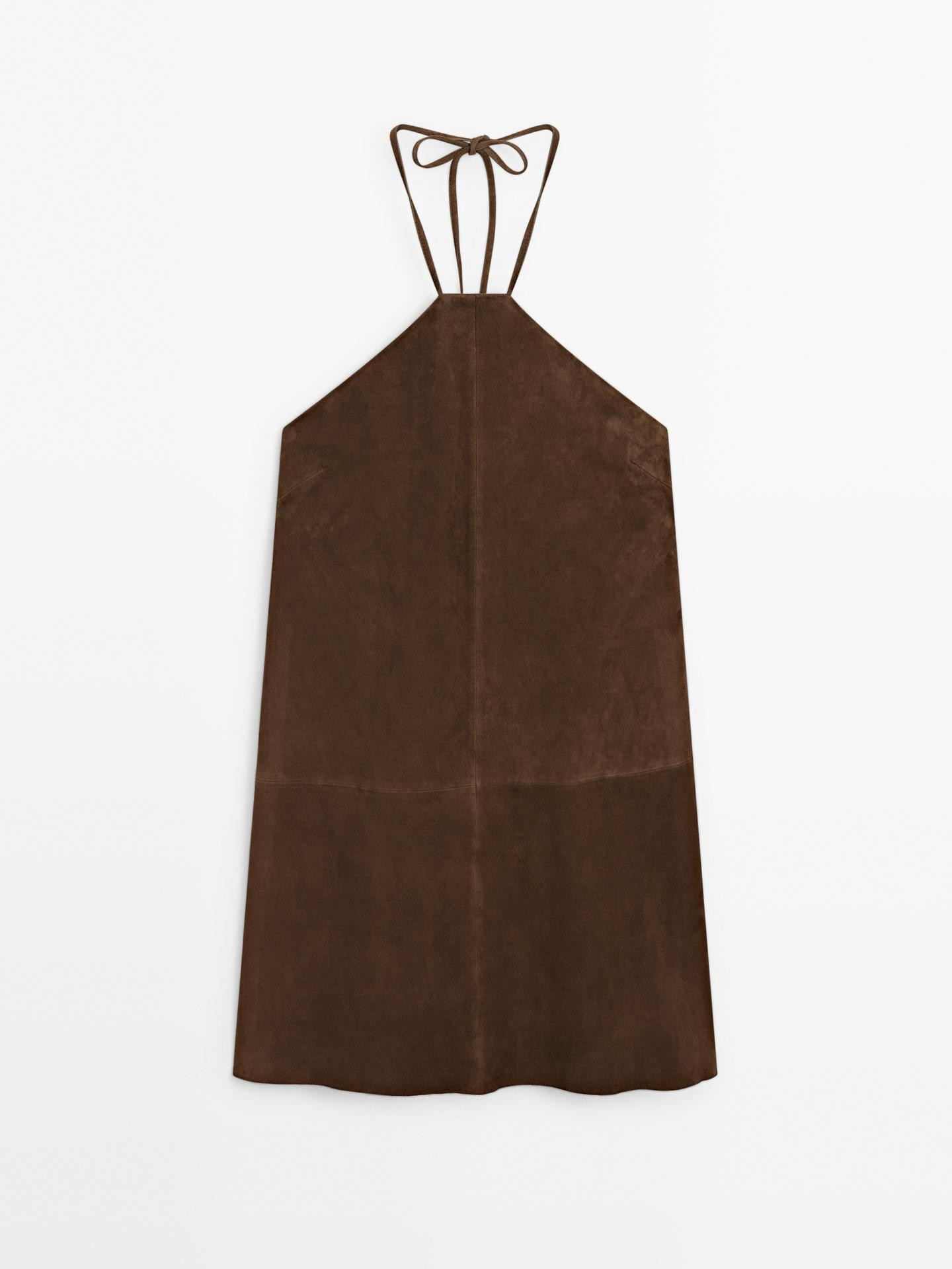 Suede leather halter mini dress | Massimo Dutti US