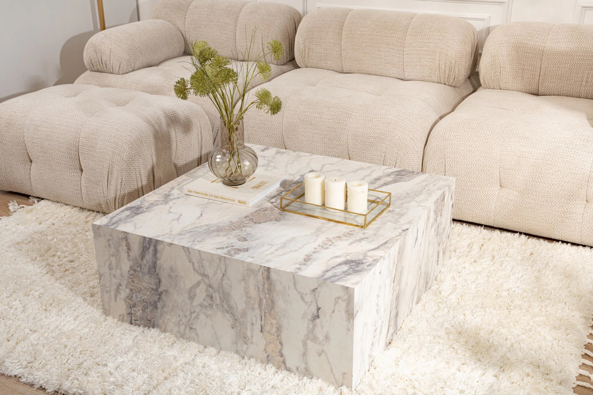 Elegant 35" x 35" Marble Coffee Table | Wayfair North America