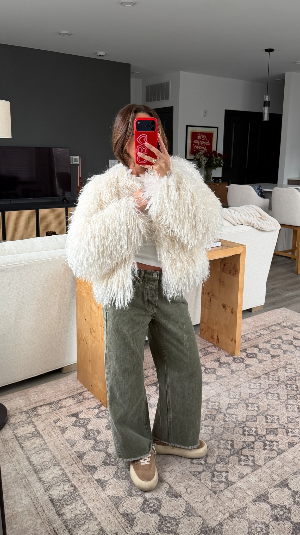 St Patricks outfit for colder weather🍀 XXS jacket 24 jeans! Shoes are golden goose