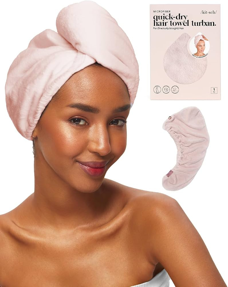 Kitsch Microfiber Hair Towel Wrap for Women \u2013 Ultra Absorbent Microfiber Bath Towels for Wet... | Amazon (US)