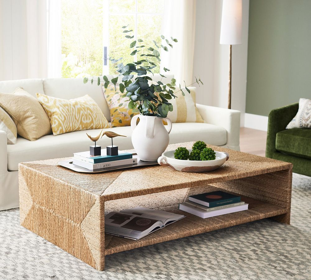 Open Box: Malibu Rectangular Woven Grand Coffee Table | Pottery Barn (US)