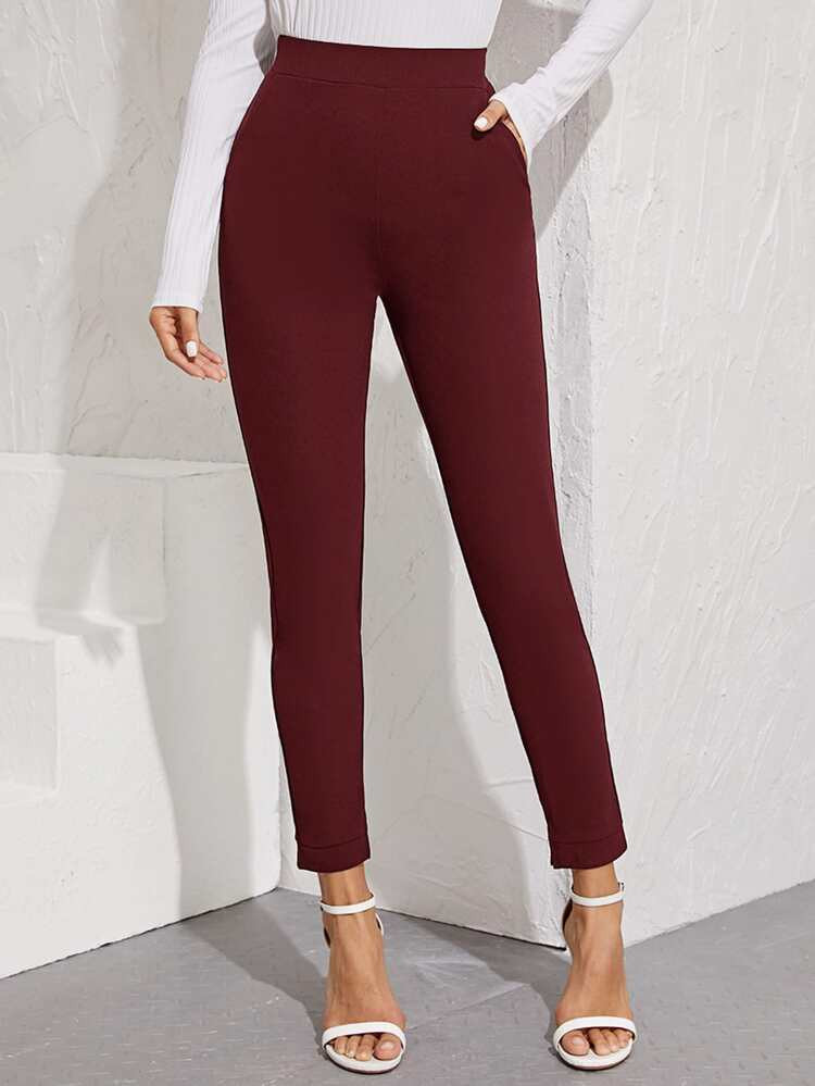SHEIN High-Rise Vented Ankle-Cut Pants | SHEIN