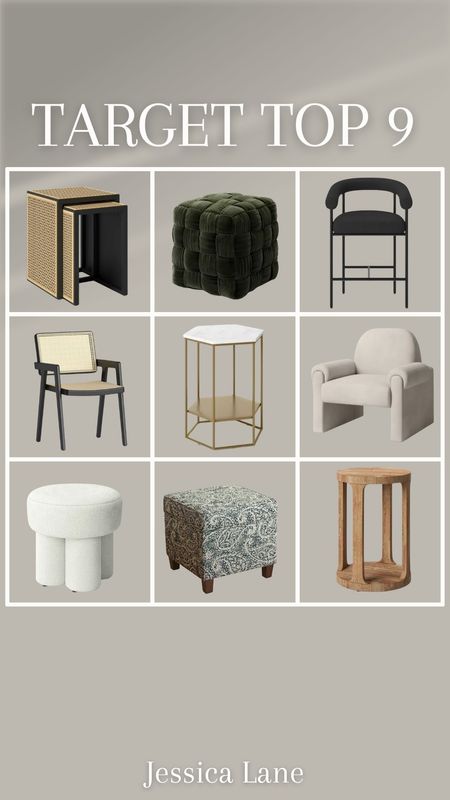 Target top nine furniture finds.Target home, Target furniture, Target new arrivals, accent chair, accent table, nesting tables, ottoman, counter stool, dining chair, threshold at Target

#LTKstyletip #LTKhome