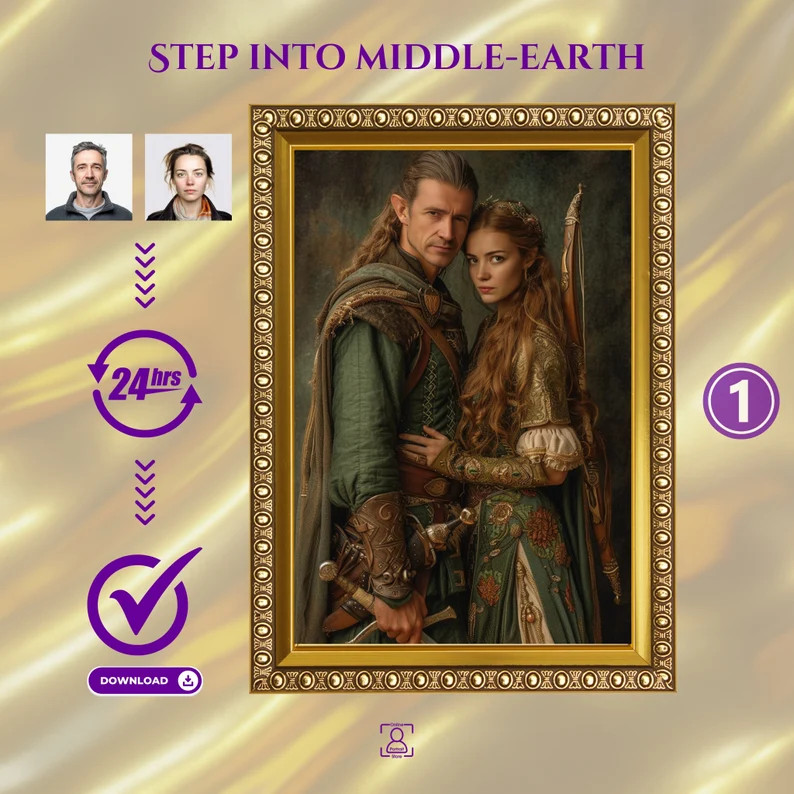 Custom Middle-Earth Style Couple Portrait, Fantasy Anniversary Gift (Digital Download) | Etsy (Global)
