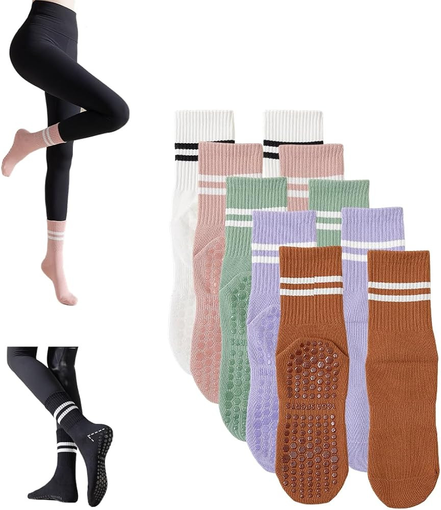 Pilates Grip Socks,Grip Socks For Women Pilates,Sticky Socks For Pilates,Grip Yoga Barre Socks Wi... | Amazon (US)