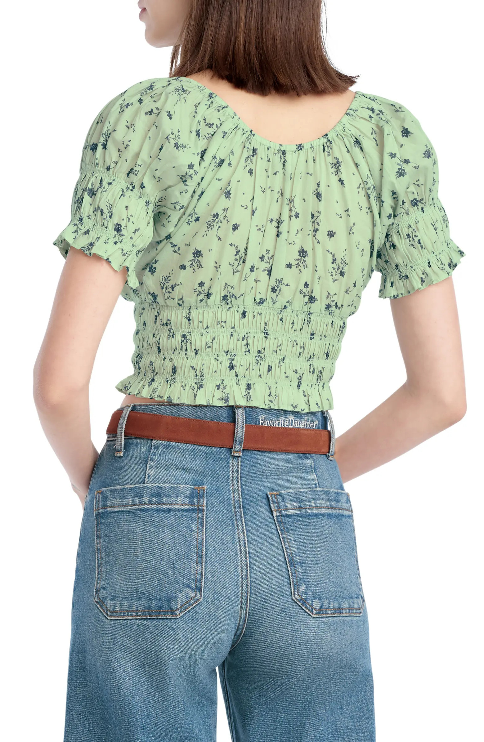 The Swoon Ruffle Trim Smocked Crop Top | Nordstrom