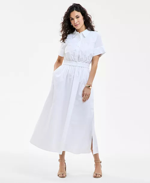 On 34th Women's Cotton Midi Shirtdress, Exclusively at Macy's - Macy's | Macy's
