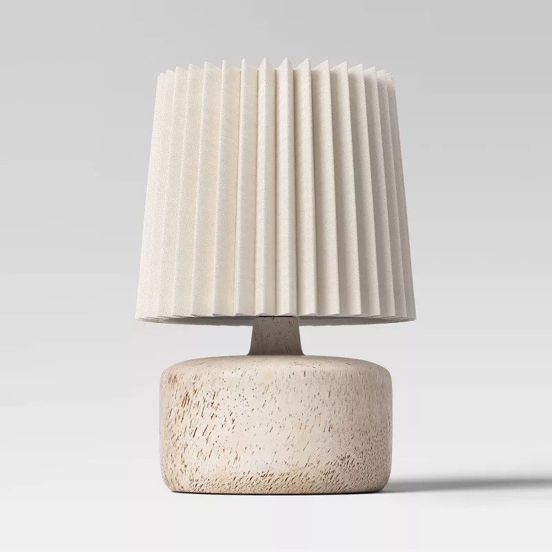 Mini Light Faux Wood Table Lamp with Pleated Shade - Room Essentials™ | Target