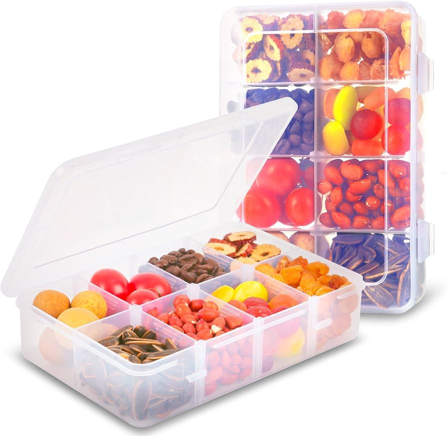 AQSXO 2 Pcs Snack Box Container for Kids, 8 Compartments Snack Containers Reusable Meal Prep Lunc... | Amazon (US)