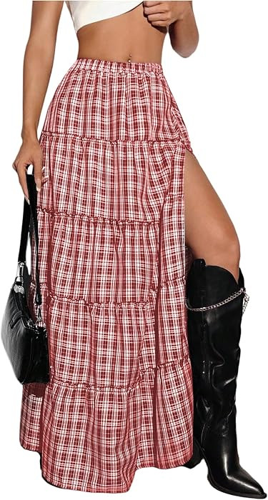 Elastic Waist Flowy Tiered Cut, Ideal for Dates Festivals and Everyday Street Style Looks | Amazon (US)