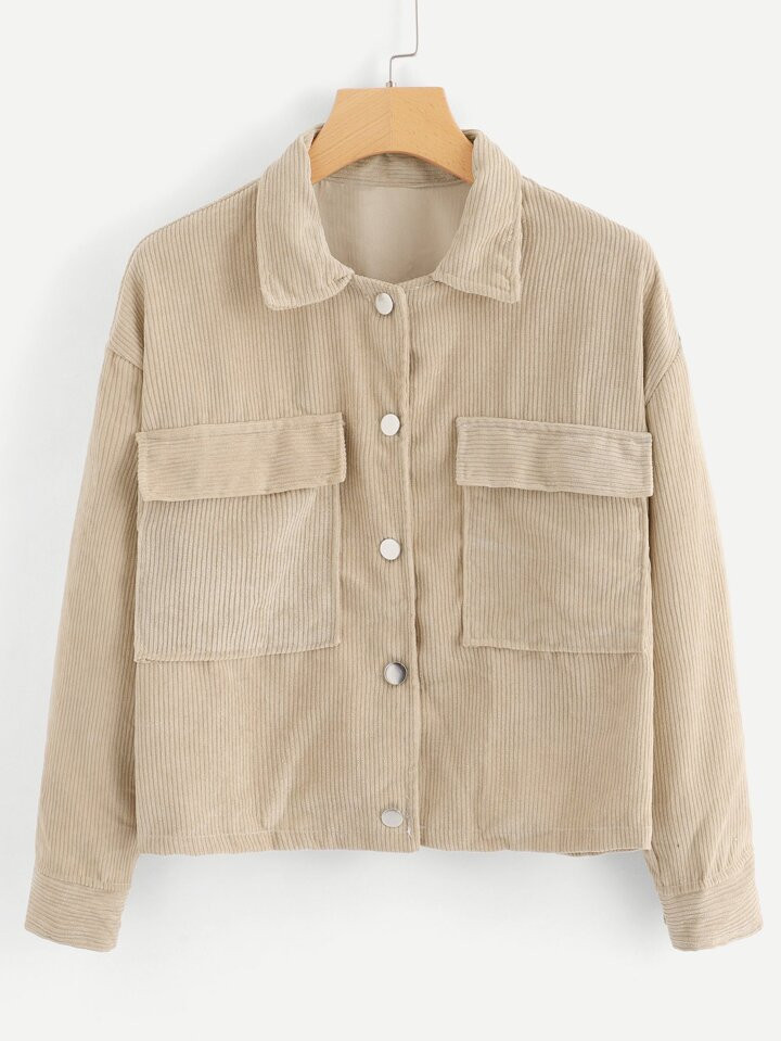 SHEIN Unity Dual Pocket Corduroy Jacket | SHEIN