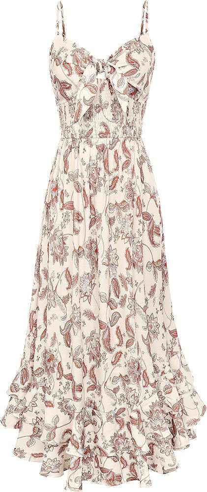 GRACE KARIN Womens Maxi Floral Sundresses Summer Beach Boho Dress Spaghetti Strap Dresses Casual ... | Amazon (US)