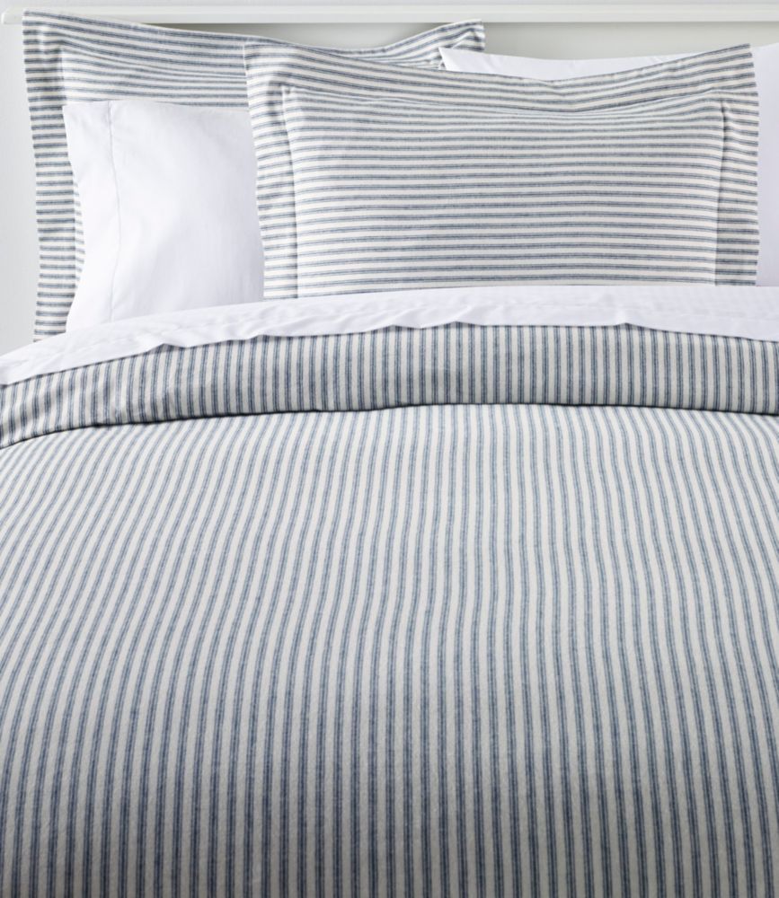 Ultrasoft Comfort Flannel Comforter Cover Collection, Stripe Mariner Blue L.L.Bean | L.L. Bean