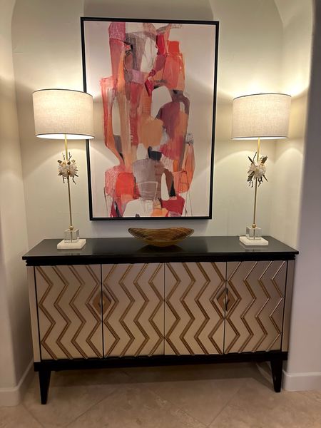 Home makeover 
Modern console as a buffet in a former breakfast area, now a sitting area. 
Lamps are like raw crystals. Modern and they mix with any style 

#LTKstyletip #LTKhome