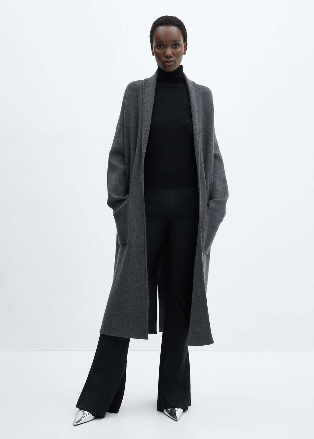 Oversized knitted coat with pockets | MANGO (US)