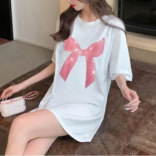 Ruby Ree - Short-Sleeve Round Neck Bow Print Tee | YesStyle Global