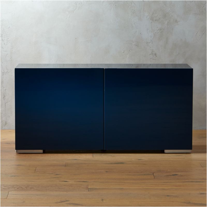 Fuel High-Gloss Navy Blue Credenza + Reviews | CB2 | CB2