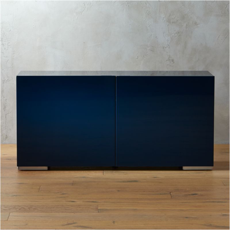 Navy Blue Lacquered Credenza + Reviews | CB2 | CB2