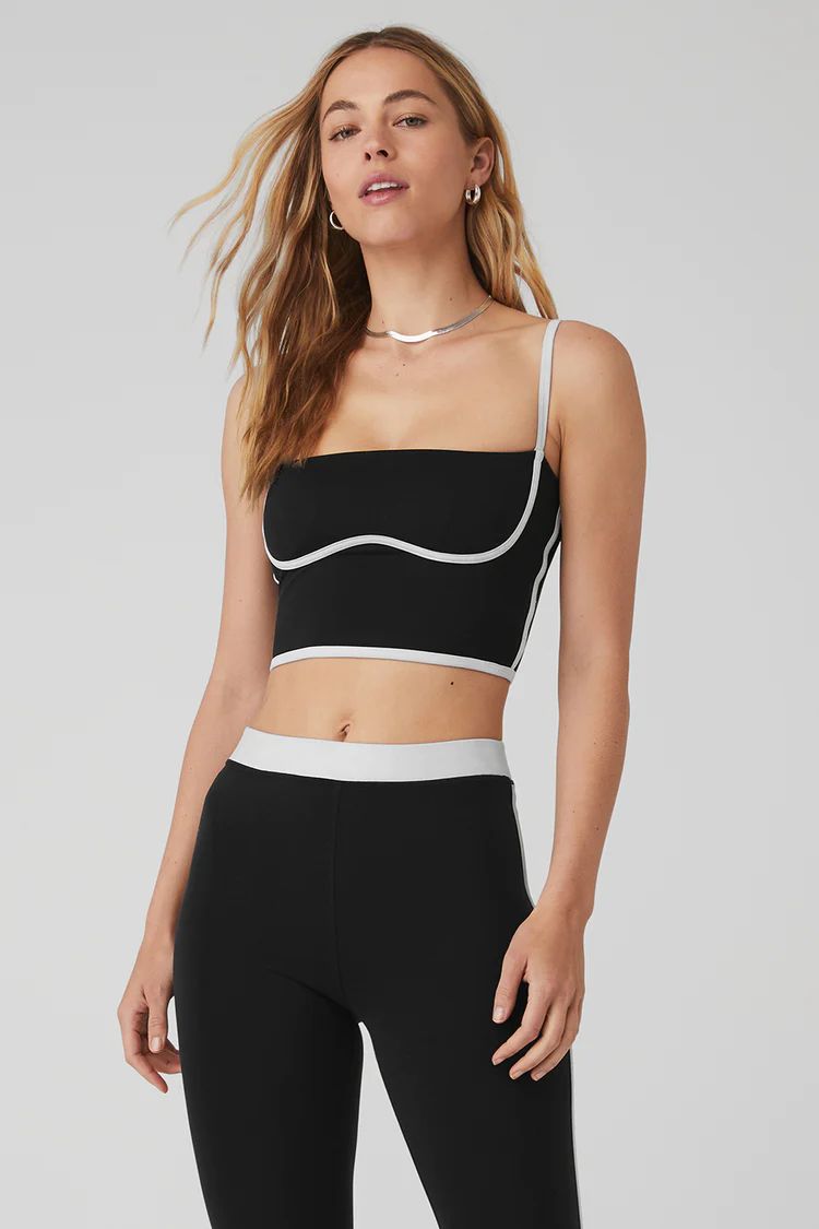 Airbrush Stream Lined Bra Tank - Black/White | Alo Yoga