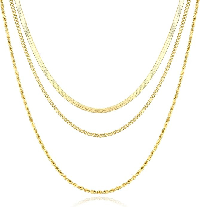 Jewlpire Gold Layered Necklaces for Women, Dainty Gold Necklace for Women, 14k Plated Gold Chain ... | Amazon (US)