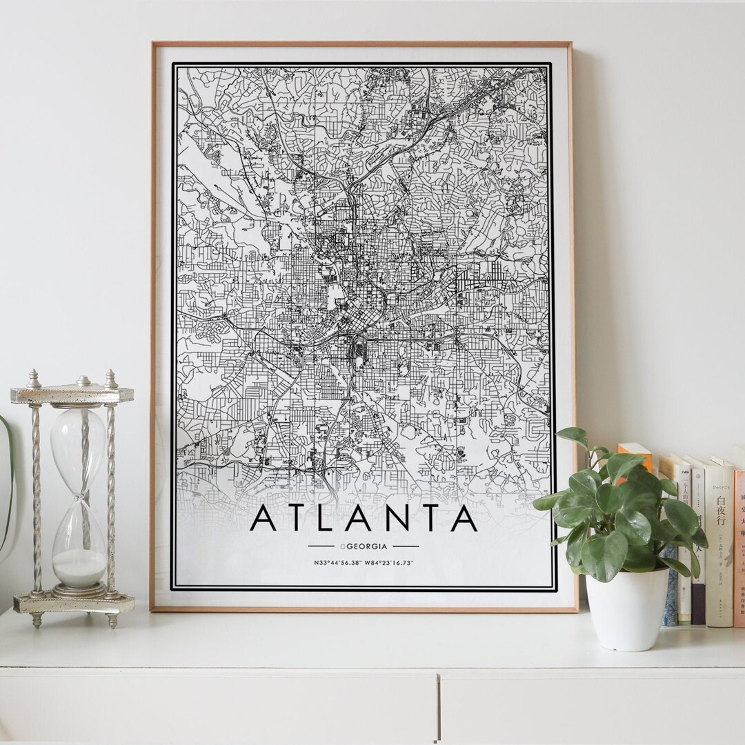 ATLANTA City Map Digital Download Black and White Print of - Etsy | Etsy (US)