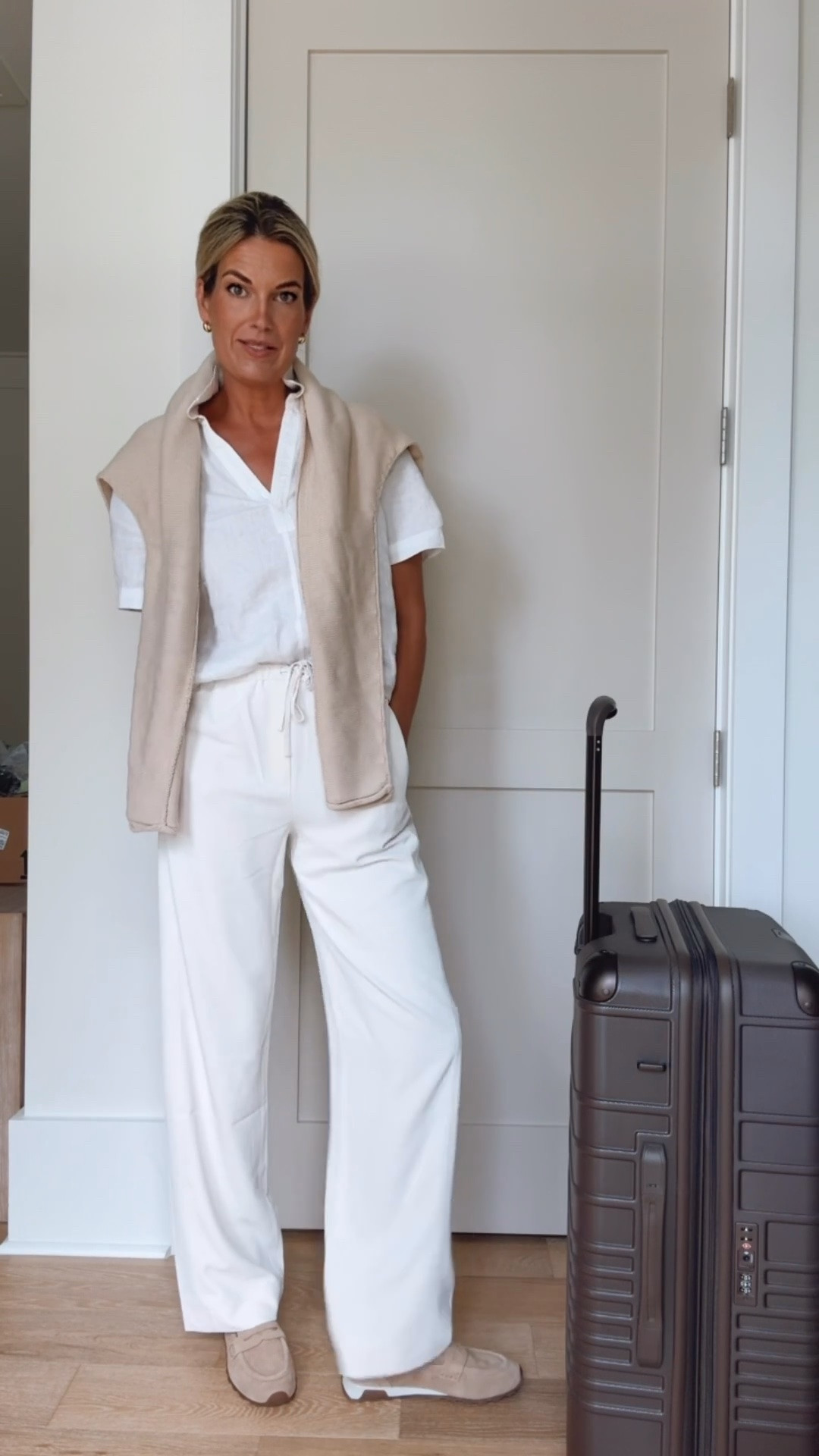 Wrinkle resistant material. I am 5’11” in size small tall.  On the spanx site use new customer code RACHELXSPANX for 15% off and free shipping.  Small top. If between sizes on the shoe size up.  Travel outfit.  Tall friendly.

#LTKSaleAlert #LTKootd #LTKTall