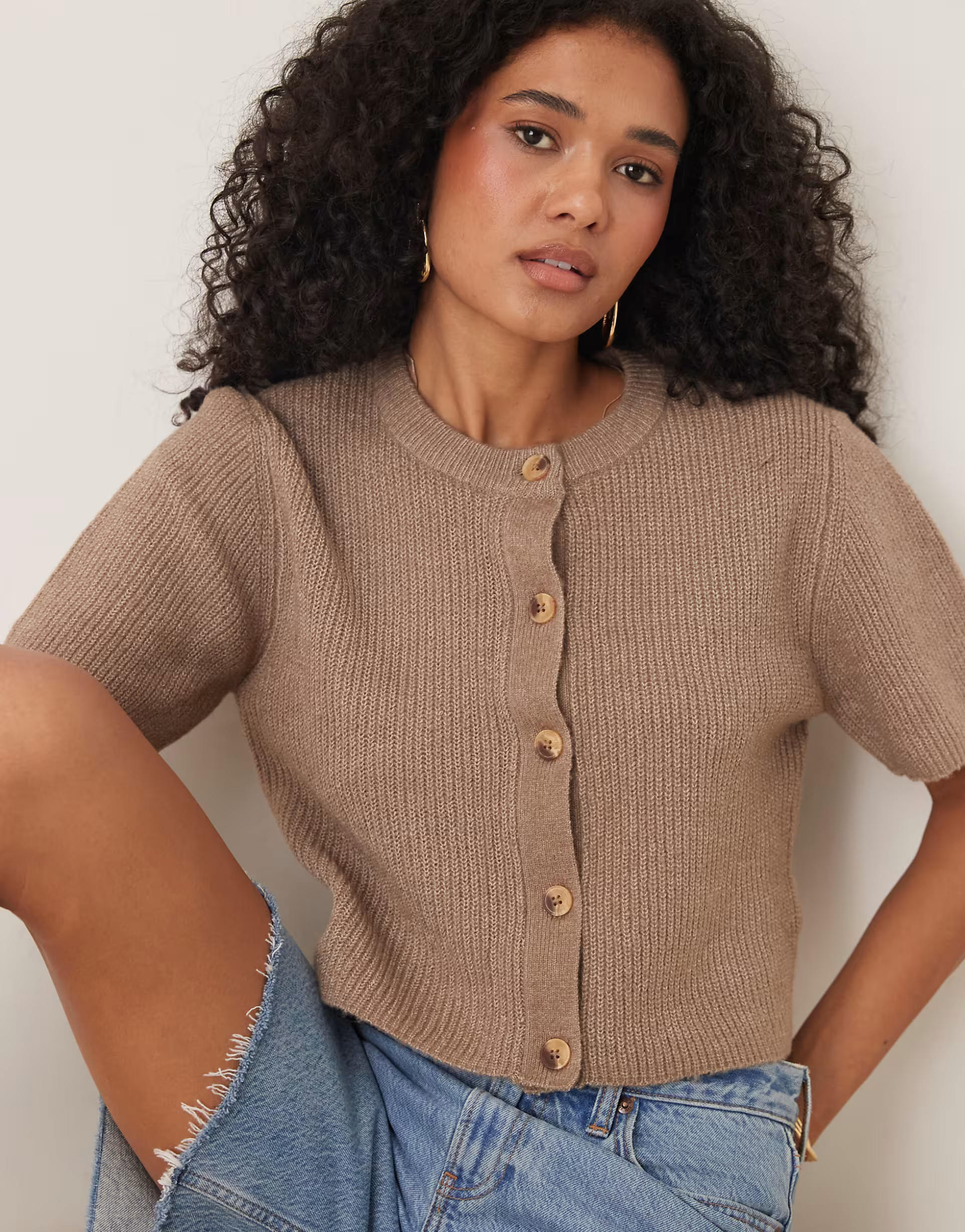 › Brave Soul short sleeve cardigan in mocha brown | ASOS (Global)