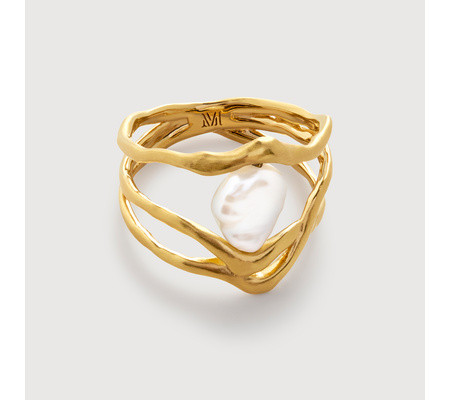 Amy Powney Keshi Pearl Triple Ring | Monica Vinader (Global)