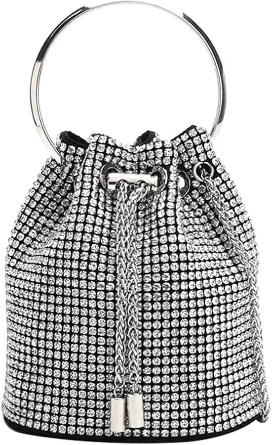 Women Full Diamonds Bucket Handbag Rhinestone Clutch Purse Evening Clutch for Women Party Prom Co... | Amazon (US)