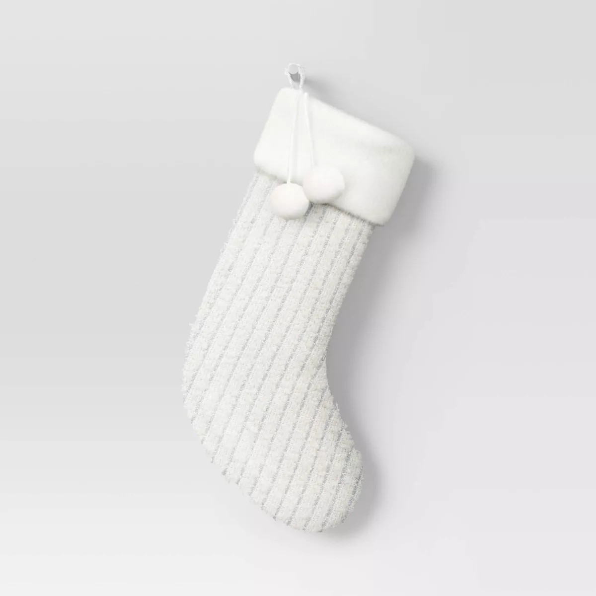 20" Metallic Striped Christmas Stocking with Pom Poms - Wondershop™ | Target
