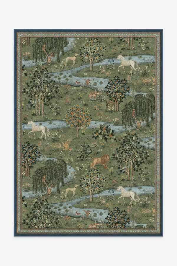 Morris & Co. Owl & Willow Green Rug | Ruggable
