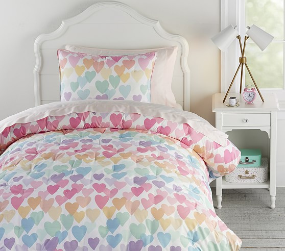Evie Heart Dream Puff Recycled Comforter & Shams | Pottery Barn Kids