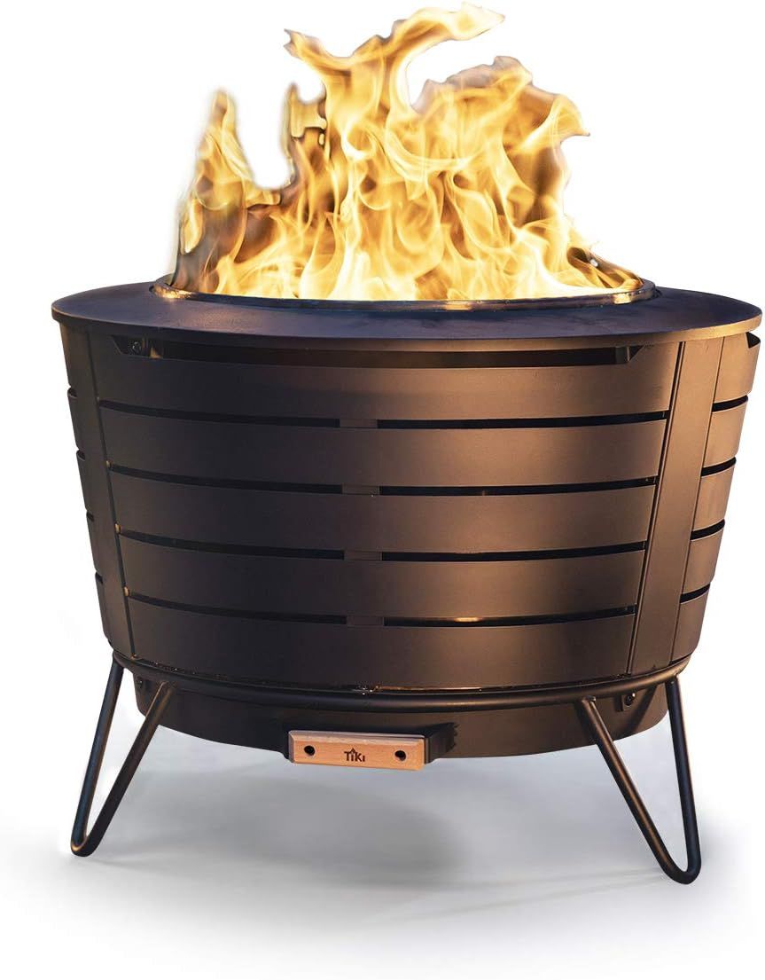 TIKI Brand 25 Inch Stainless Steel Low Smoke Fire Pit - Includes Free Wood Pack and Cloth Cover!! | Amazon (US)