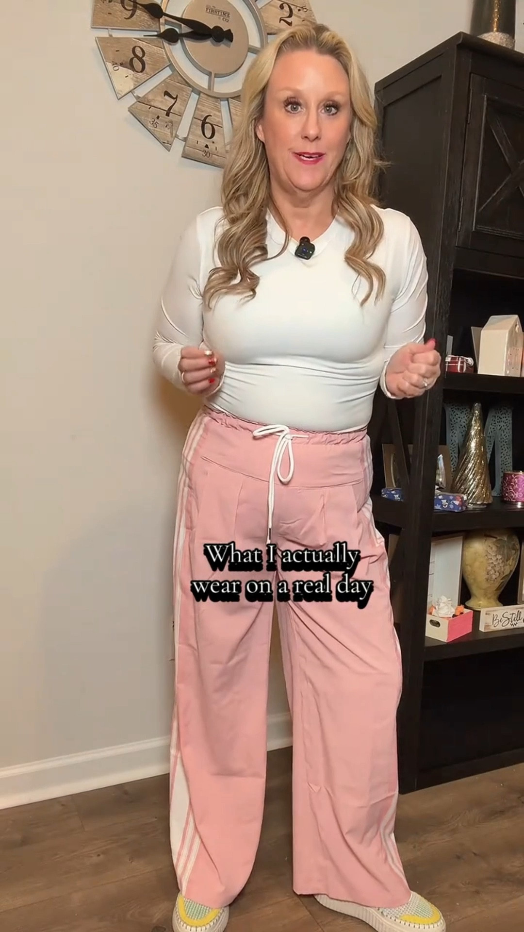 Comfort, movement, and pieces that make sense for real days. This feels right for this season. #over40fashion #womenstrackpants #comfortablepants #womenscasualpants 

#LTKMidsize #LTKOver40 #LTKootd
