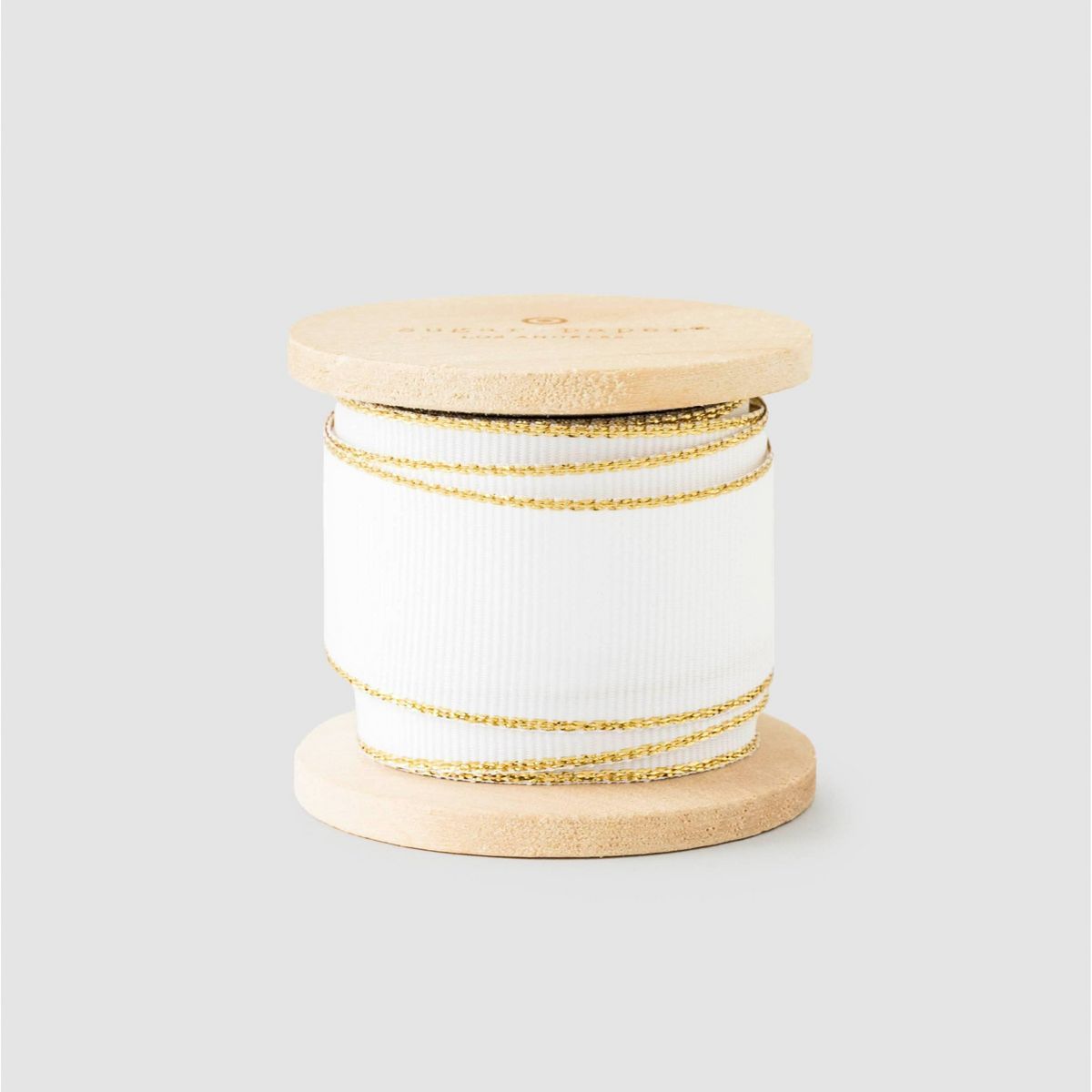 1" Grosgrain Fabric Ribbon 15' White/Gold Edge - Sugar Paper™ + Target | Target