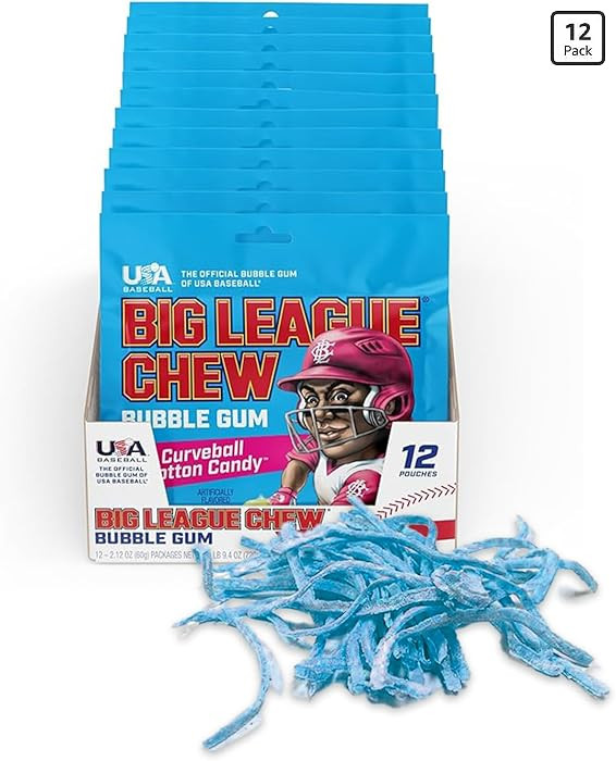 Big League Chew Curveball Cotton Candy Bubble Gum - Tasty Cotton Candy Delight | Ideal for Baseba... | Amazon (US)