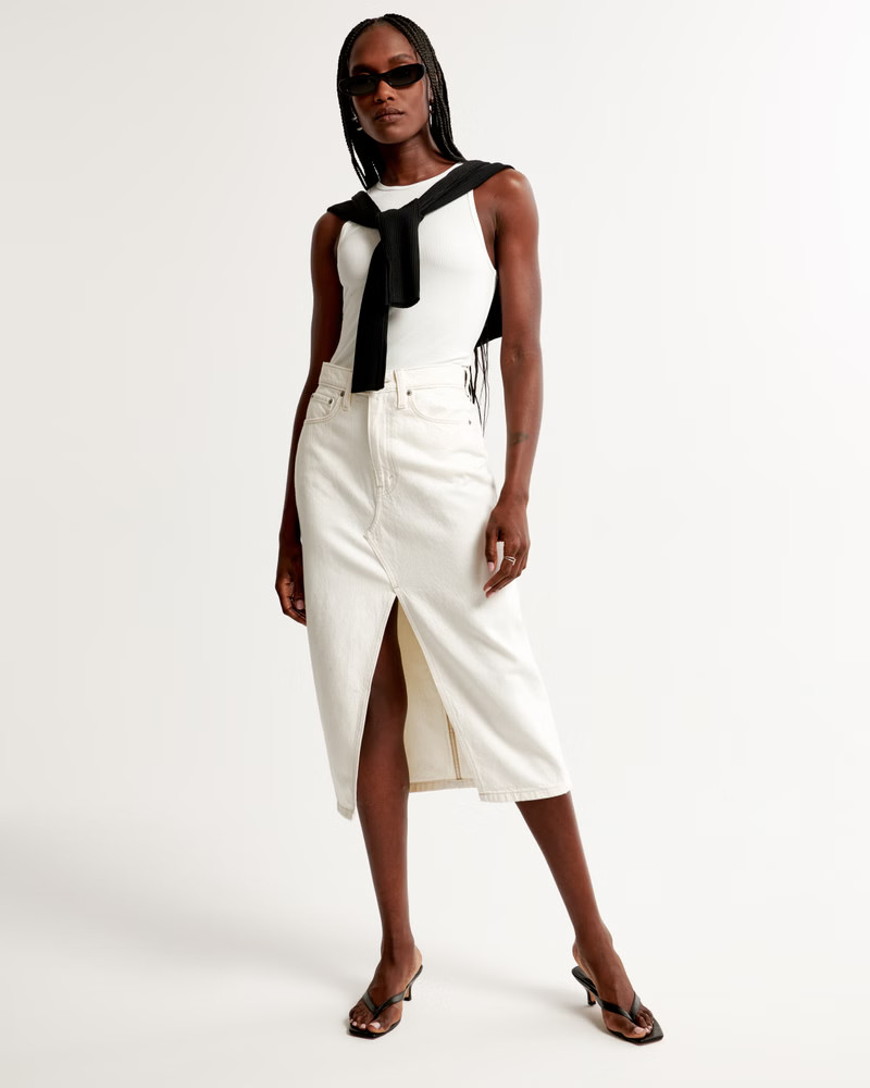 Denim Midi Skirt | Abercrombie & Fitch (US)
