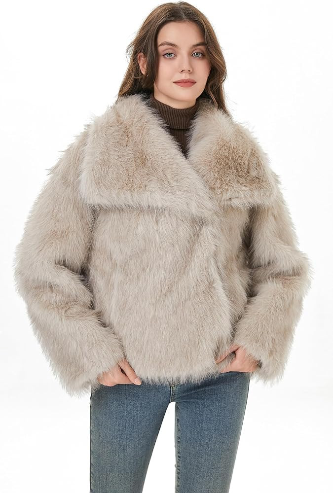 Sirrinni Women Faux Fur Coat Fluffy Jacket Fall Winter Spring Shaggy Shawl Oversized Outerwear | Amazon (CA)
