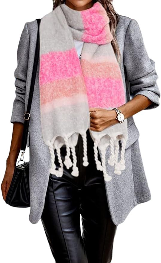 ELEHOLD Winter Scarfs for Women Fashion Long Shawl Wrap Fluffly Scarf Warm Soft Scarves Travel Bl... | Amazon (US)