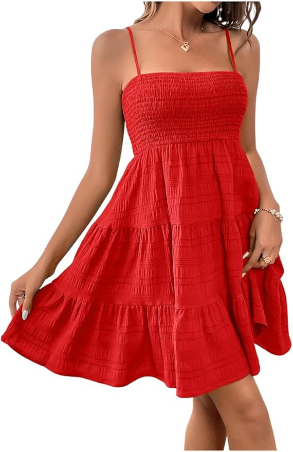 SOLY HUX Women's Sundress Smock Cami Mini Dress Sleeveless Swing A Line Short Dresses Casual Cute... | Amazon (US)