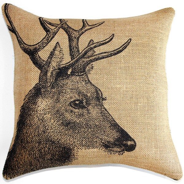 Deer Burlap 18 inch Throw Pillow | Bed Bath & Beyond
