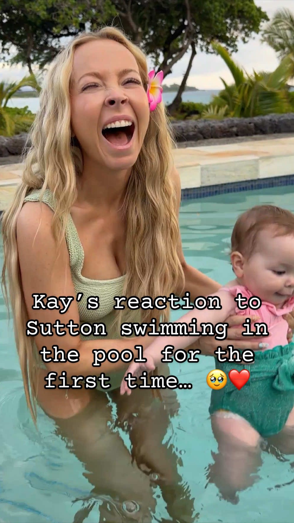 The way she started kicking like she had perfect form! 😂 

backstory ::: We are on my dream vacation to Hawaii, and after a day of adventuring, we decided to relax in our pool. We realized that Sutton has never swam before, so we were super excited for her to get in. 

We got in our bathing suits and stepped into the pool. Tay handed Sutton to me, and we were eager to see how she’d react. Sutton immediately loved it! 

She started splashing in the water and kicking her feet! 🥹 It was so cute seeing her get excited about swimming. We played for a while, and Ellie showed her how to make big splashes! 😂❤️ I wonder if Sutton would also like the ocean! 🤔🌊

#LTKmomlife #LTKSwim #LTKKids