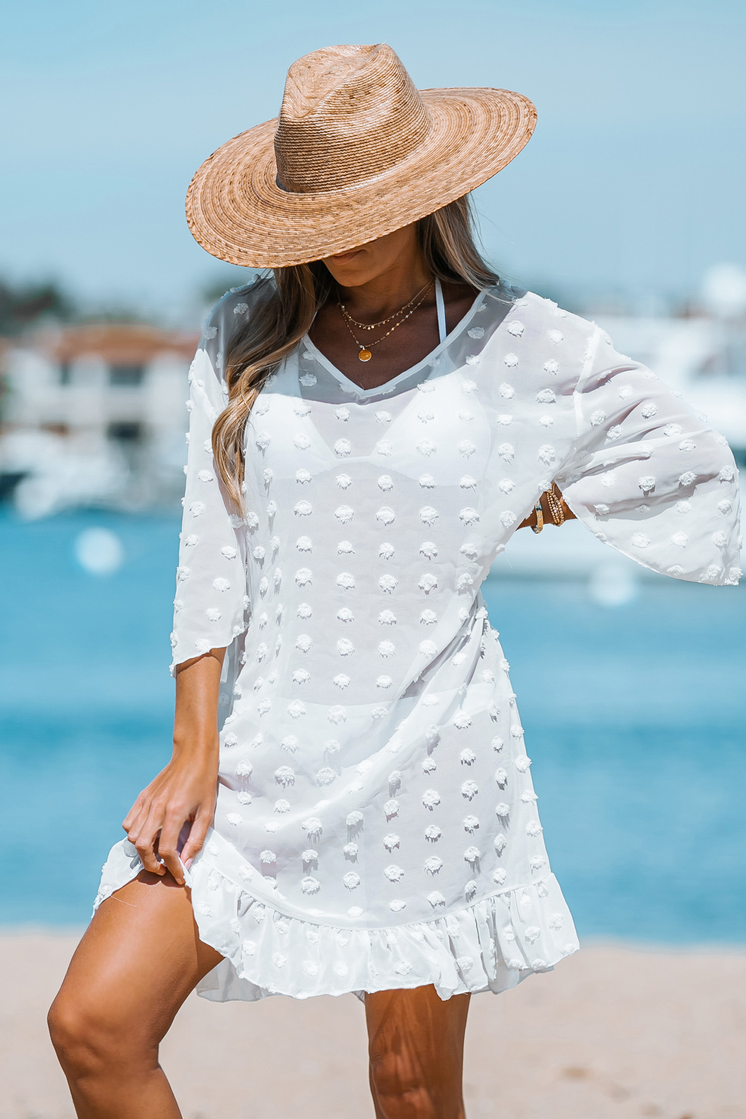 Swiss Dot Sheer Cover-Up Dress - F | Cupshe US