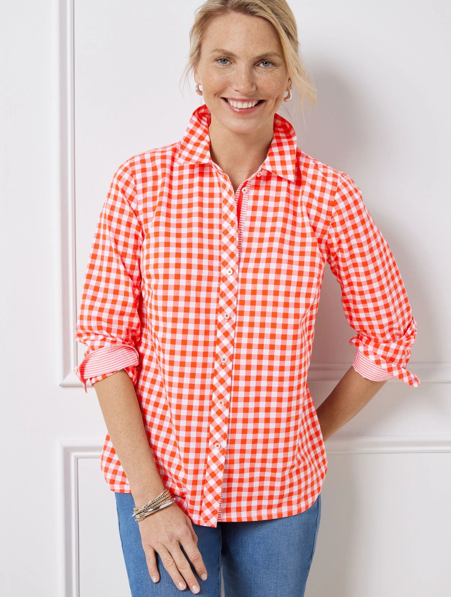 Cotton Button Front Shirt - Picnic Gingham | Talbots