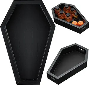 2 Pcs Coffin Tray Wooden Spooky Gothic Tray Coffin Halloween Serving Trays Aesthetic Black Goth D... | Amazon (US)