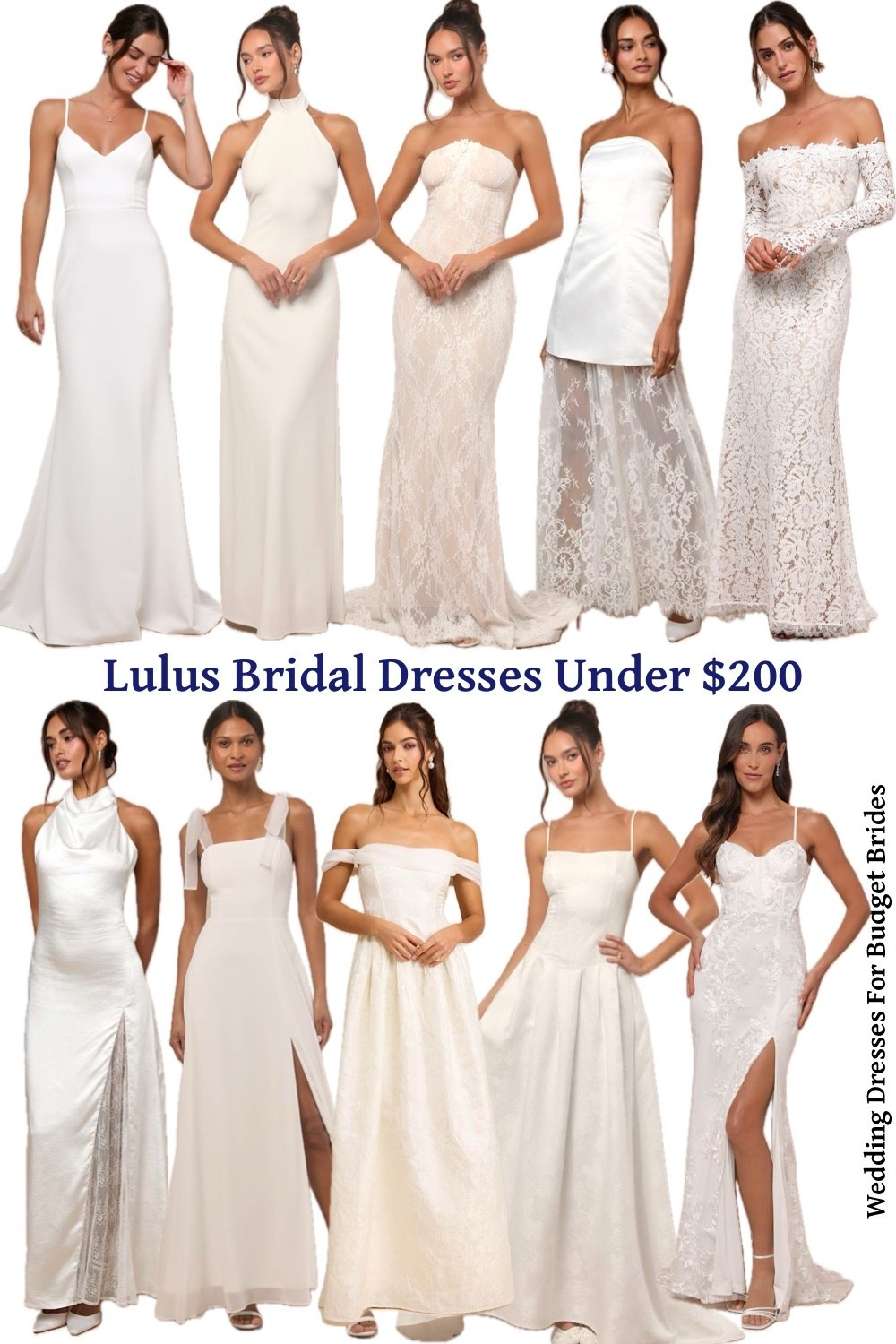 Affordable, simple wedding dresses under $200 at Lulus. 

Reception dresses, courthouse elopement dresses, long white dresses, minimalist wedding dresses, or microwedding dresses. 

#LTKWedding #LTKSeasonal