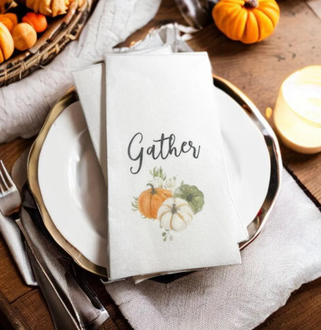 Thanksgiving Guest Towels Linen Feel Ultra Ply White Disposable Towel Dinner Napkin Friendsgiving... | Etsy (US)