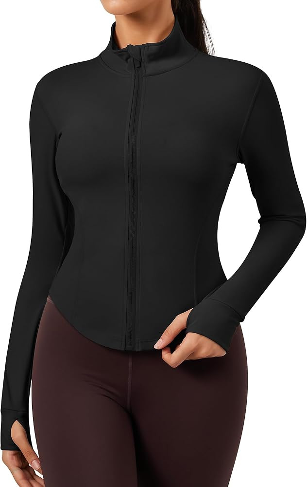 Womens Zip Up Bbl Jacket Lightweight Cropped Athletic Jacket Track Gym Workout Jackets for Runnin... | Amazon (US)