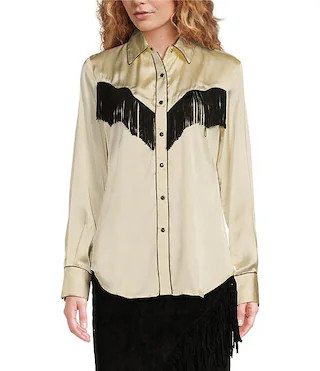 Scully Western Fringe Collared Long Sleeve Blouse | Dillard's | Dillard's