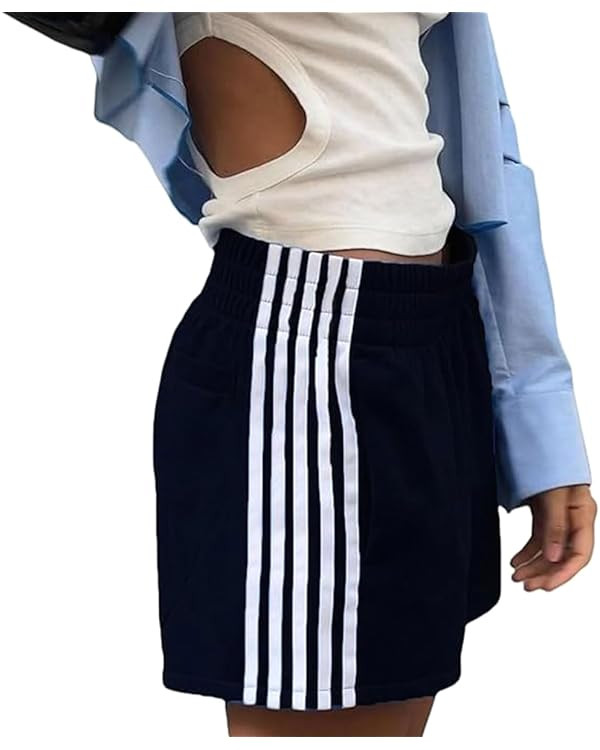 ABINGOO Women Athletic Sweat Shorts Side-Striped Y2k Summer Elastic Waist Workout Loose Wide Leg ... | Amazon (US)